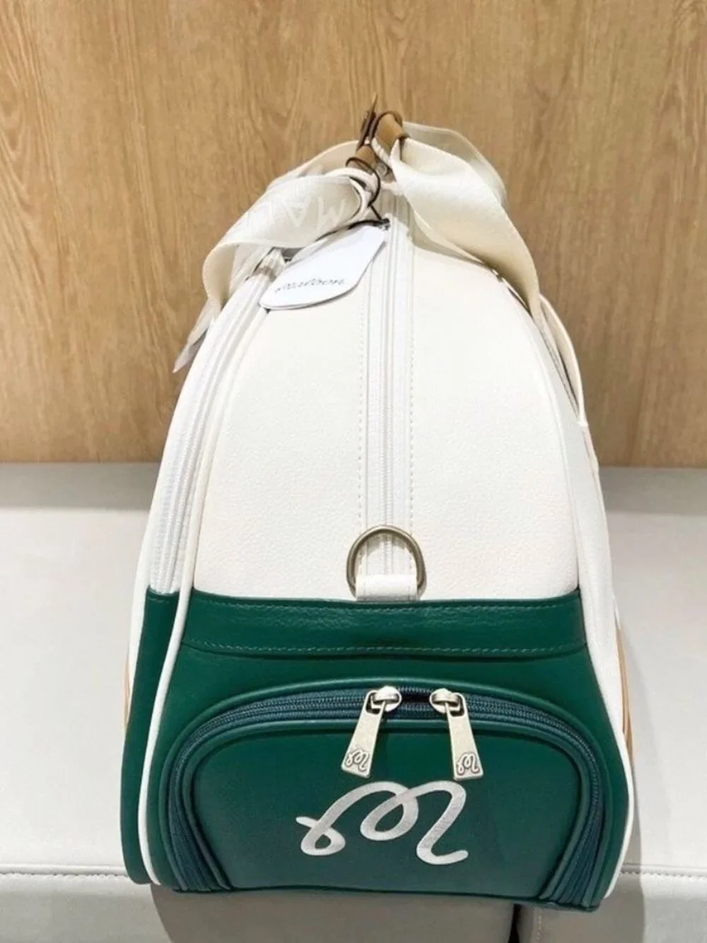 Malbon Golf Green White Travel Duffle Bag Weekender Carry-On Shoulder Strap